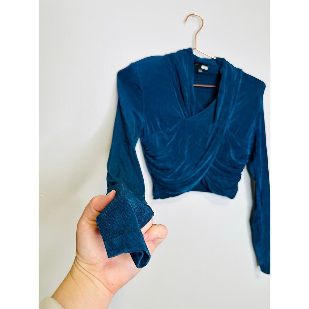 BARDOT Teal Crossover Wrapped Style Long Sleeve Wren Top Size Small - Picture 8 of 16